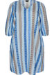 Kurzes Kleid aus Leinen und Viskose mit 3/4-&Auml;rmeln, Blau, Packshot image number 0
