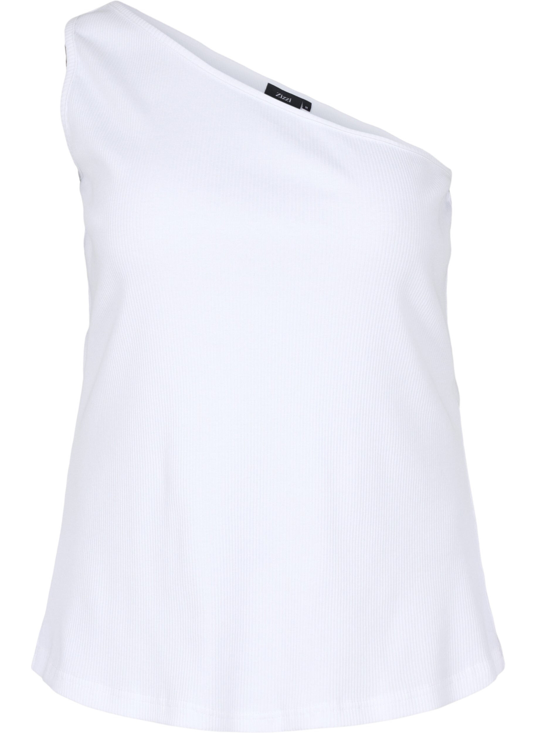 ZizziOne-Shoulder Top aus Baumwolle, Bright White, Packshot image number 0