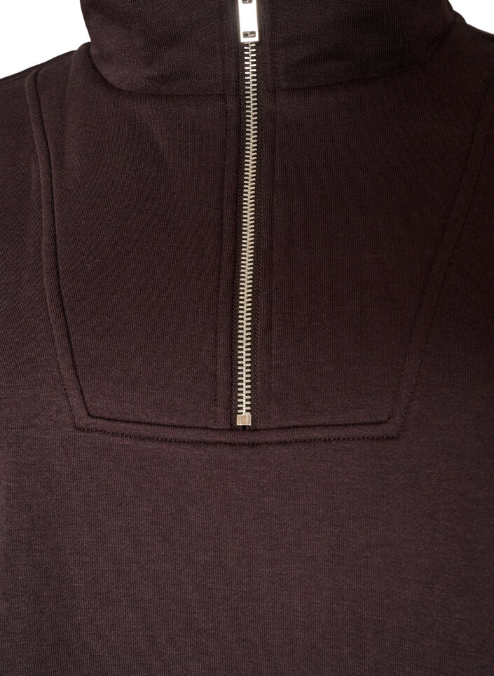 Sweatshirt mit hohem Kragen und Rei&szlig;verschluss, Braun, Packshot image number 2