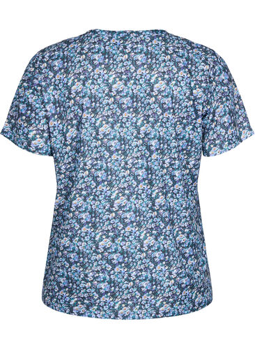 FLASH - Bedrucktes T-Shirt mit V-Ausschnitt, Blue Green Ditsy, Packshot image number 1