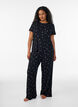 Pyjamahose mit Rippstruktur und gebl&uuml;mtem Print, Schwarz, Model image number 0