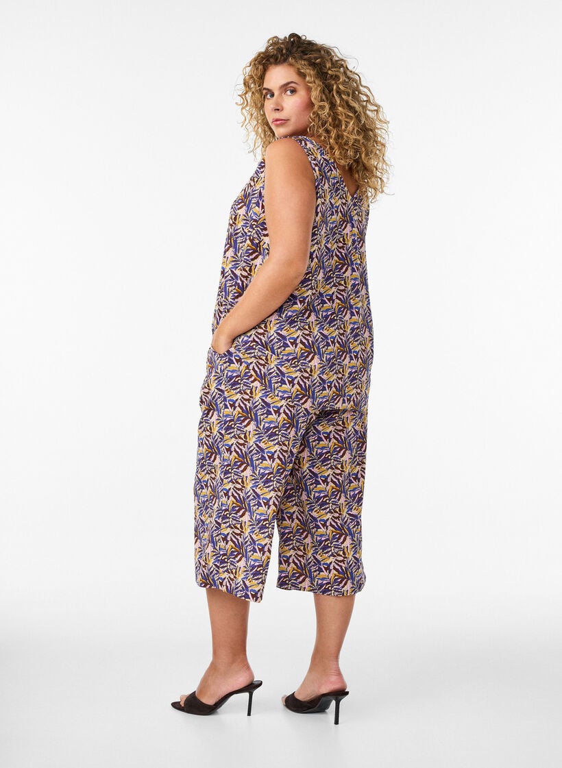 Culotte-Hose mit Print, Beige, Model image number 1