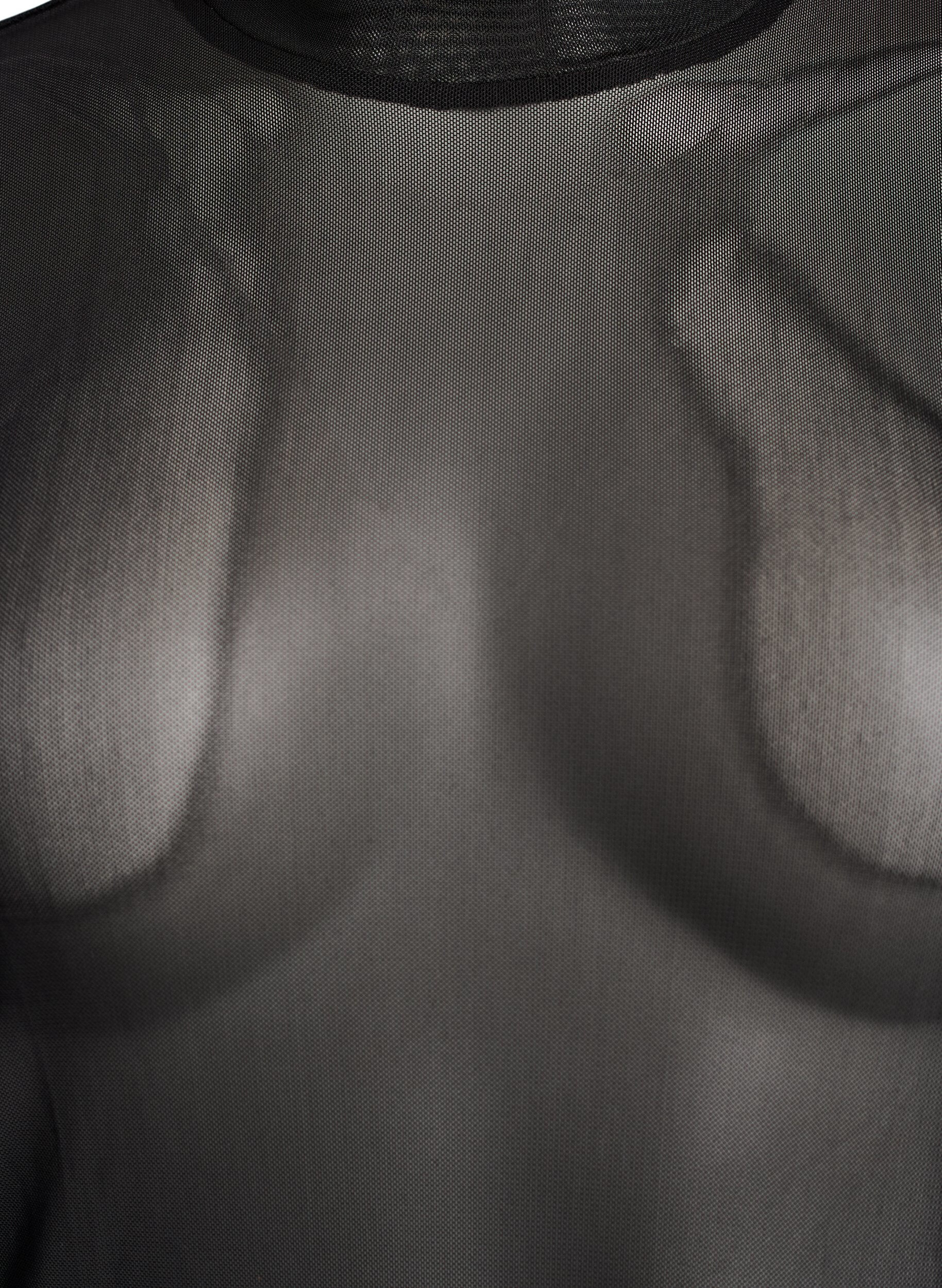 ZizziEnganliegende Mesh-Bluse mit langen &Auml;rmeln, Schwarz, Packshot image number 2