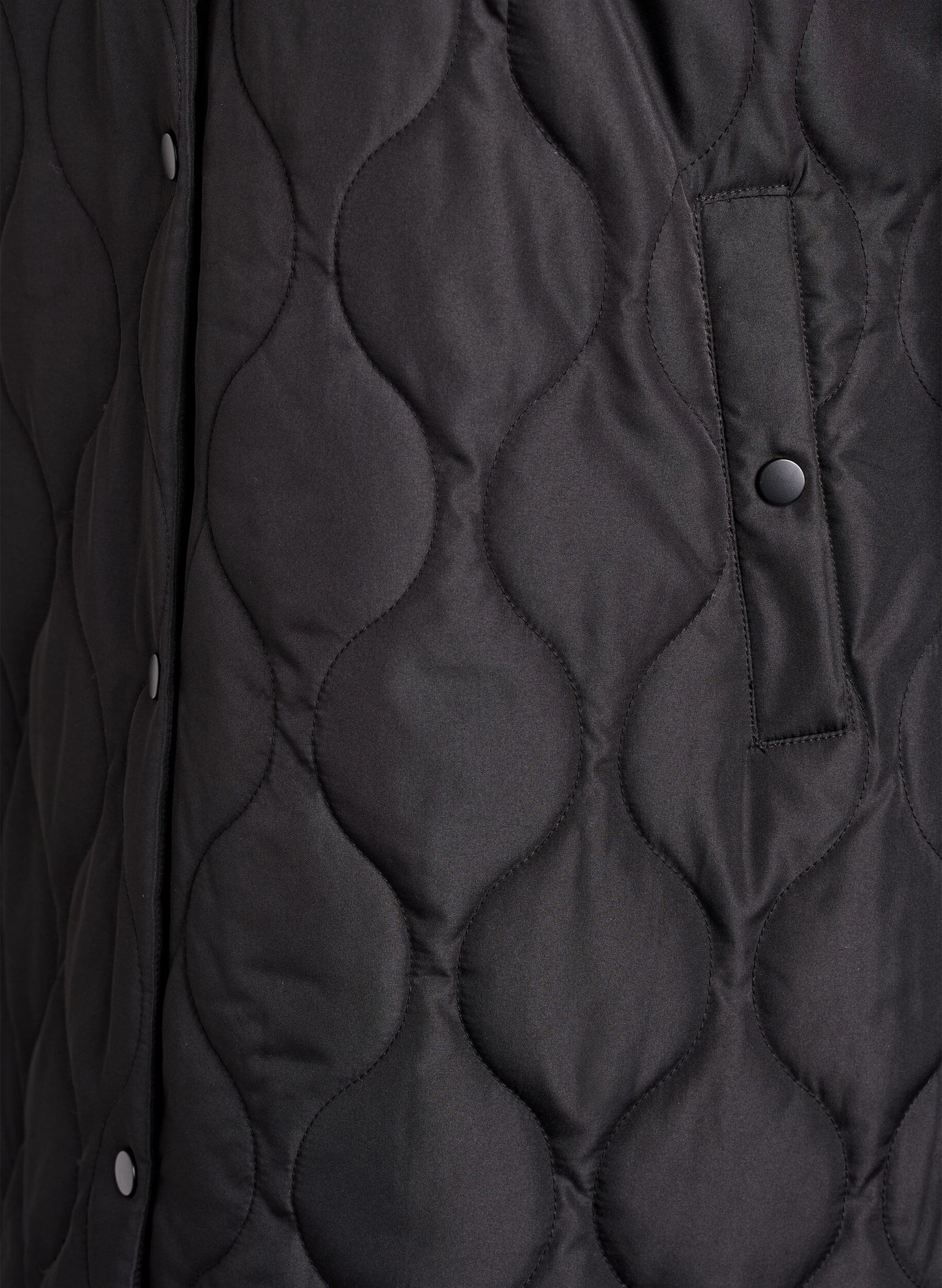 ZizziMittellange Steppjacke mit Kapuze, Schwarz, Packshot image number 3