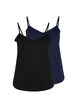 2er-Pack Basic-Top aus Baumwolle, Black/Navy B, Packshot image number 0
