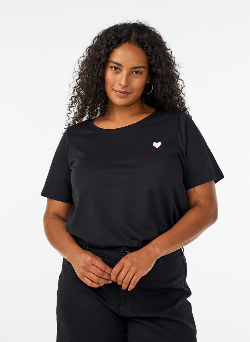 T-Shirt mit Print, Schwarz, Model image number 0
