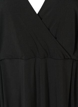 Langarm Kleid mit V-Ausschnitt, Black, Packshot image number 2