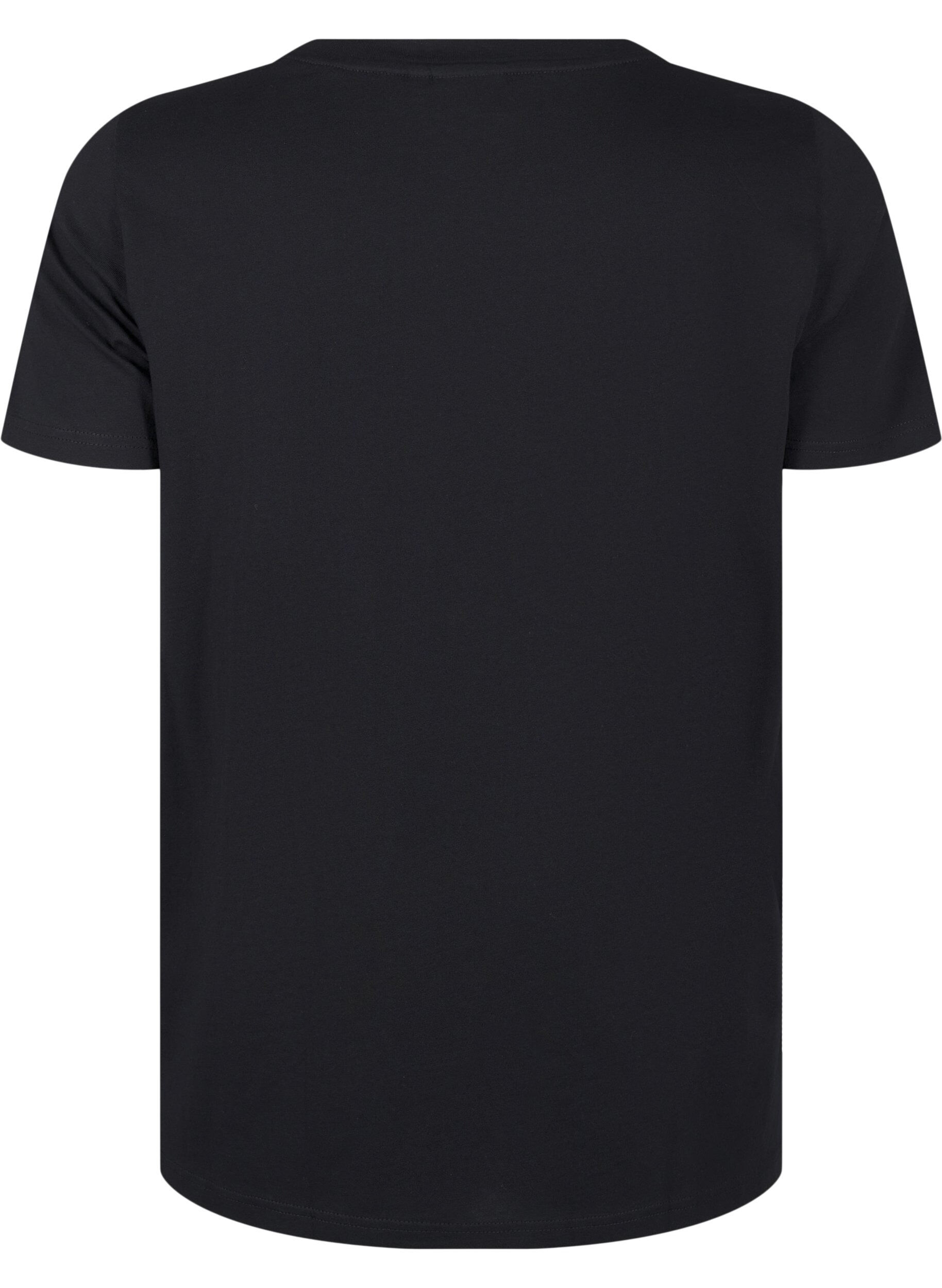 ZizziBaumwoll-T-Shirt mit Strasssteinen, Black, Packshot image number 1