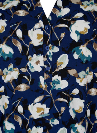 Geblümte Tunika mit 3/4-Ärmeln, P. Blue Flower AOP, Packshot image number 2
