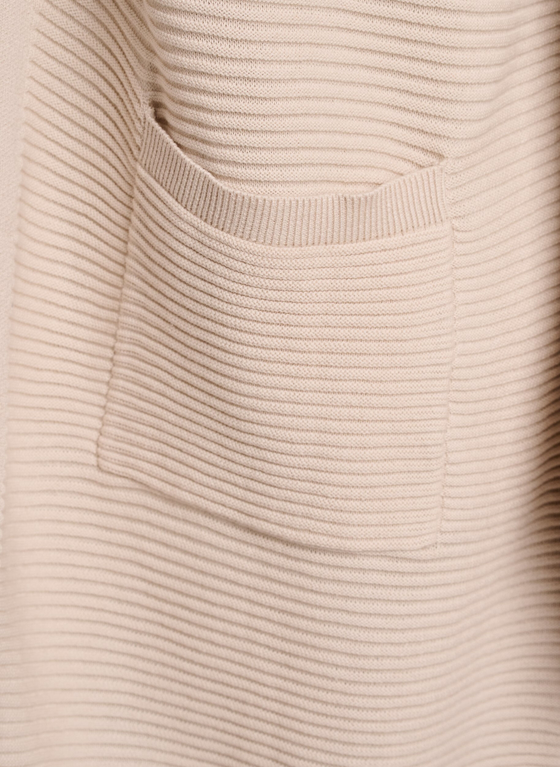 ZizziLange, gerippte Baumwoll-Strickjacke, Beige, Packshot image number 3