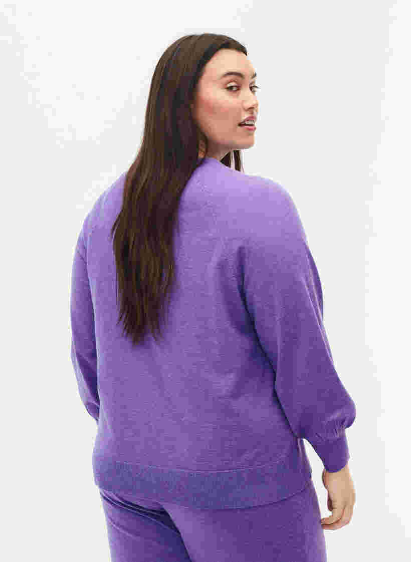 Melange-Strickbluse, Purple Opulence Mel, Model image number 1