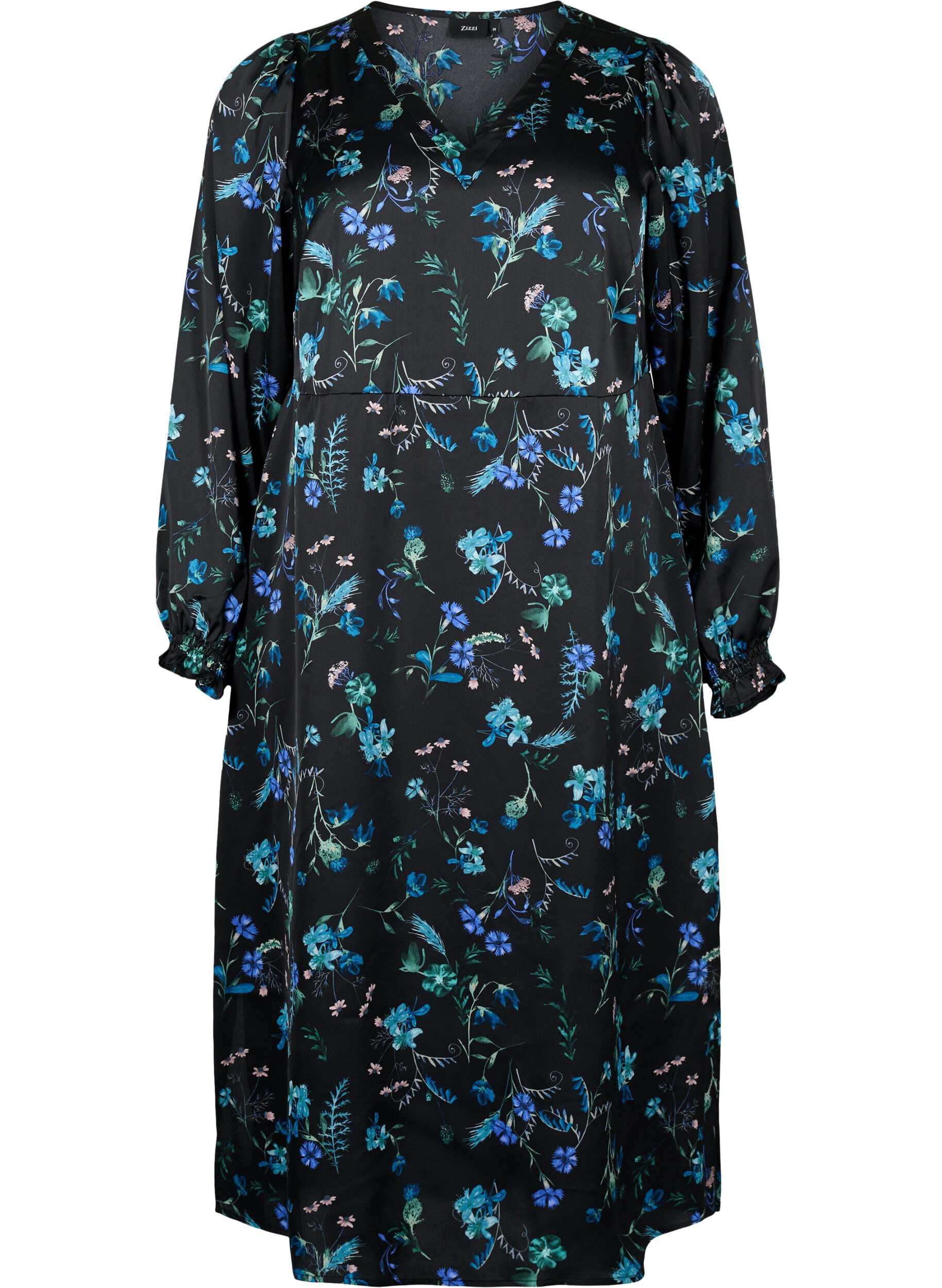 ZizziLang&auml;rmliges Midikleid mit Blumenmuster, Blue Flower AOP, Packshot image number 0