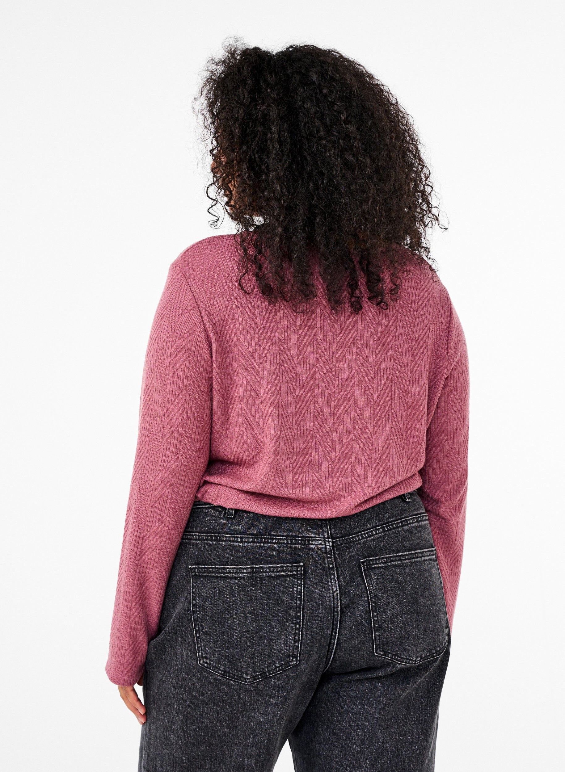 ZizziGemusterte Bluse mit langen &Auml;rmeln, Braun, Model image number 2