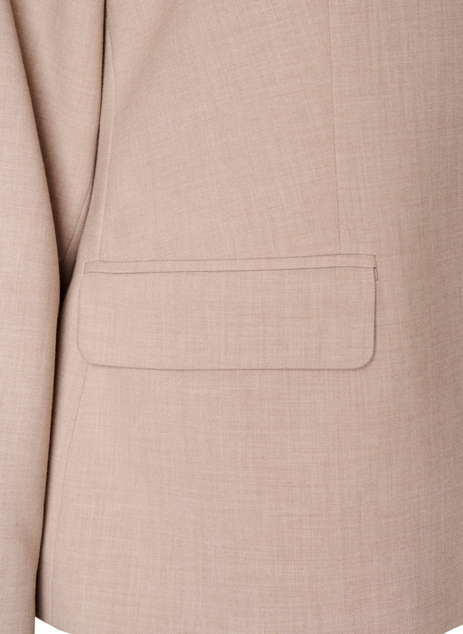 ZizziKlassischer Blazer mit Ein-Knopf-Verschluss und Taschen, Beige, Packshot image number 3