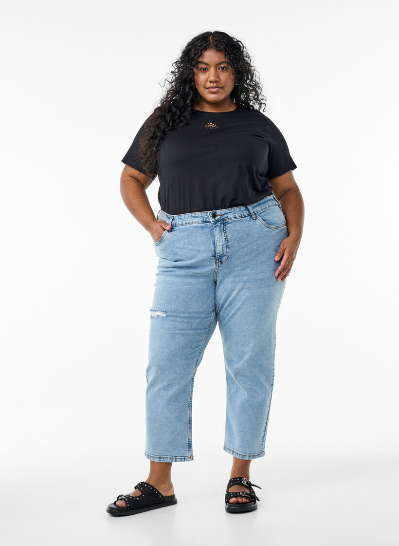 T-Shirt mit dekorativen Details, Schwarz, Model image number 1