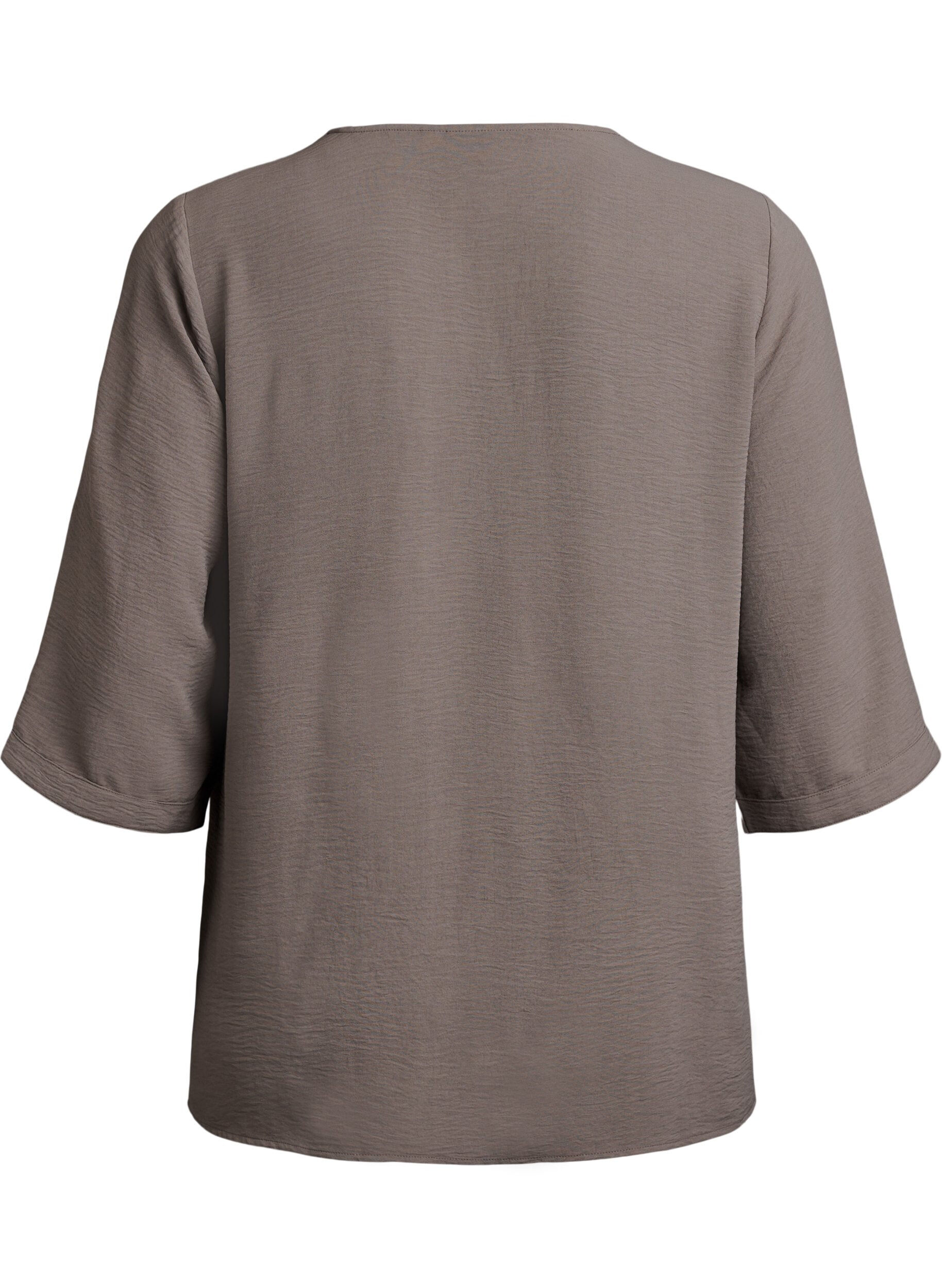 ZizziShirt blouse with V-neck and 3/4 sleeves, Beige, Packshot image number 1