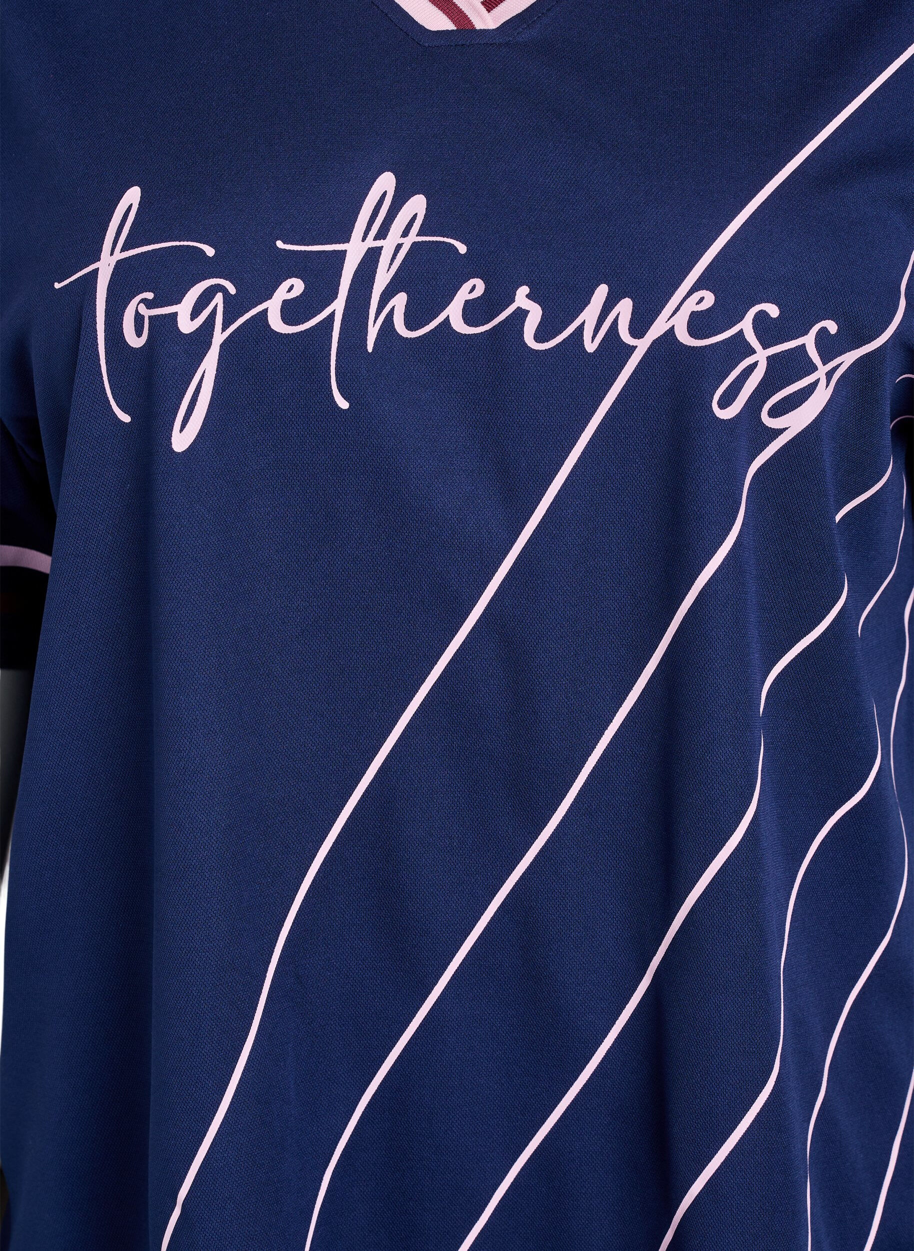 ZizziSportliches T-Shirt mit Streifen und Textprint, Blau, Packshot image number 2