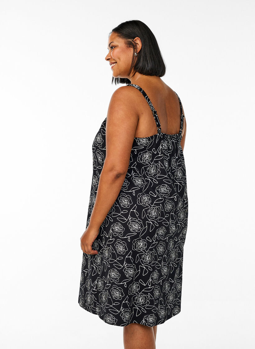 Midi-Trägerkleid aus Bio-Baumwolle., Schwarz, Model image number 2