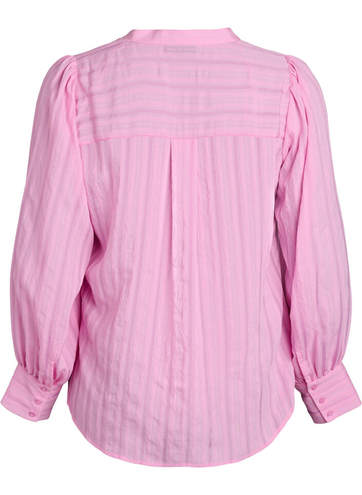 Bluse mit Längsstreifen, Pink, Packshot image number 1