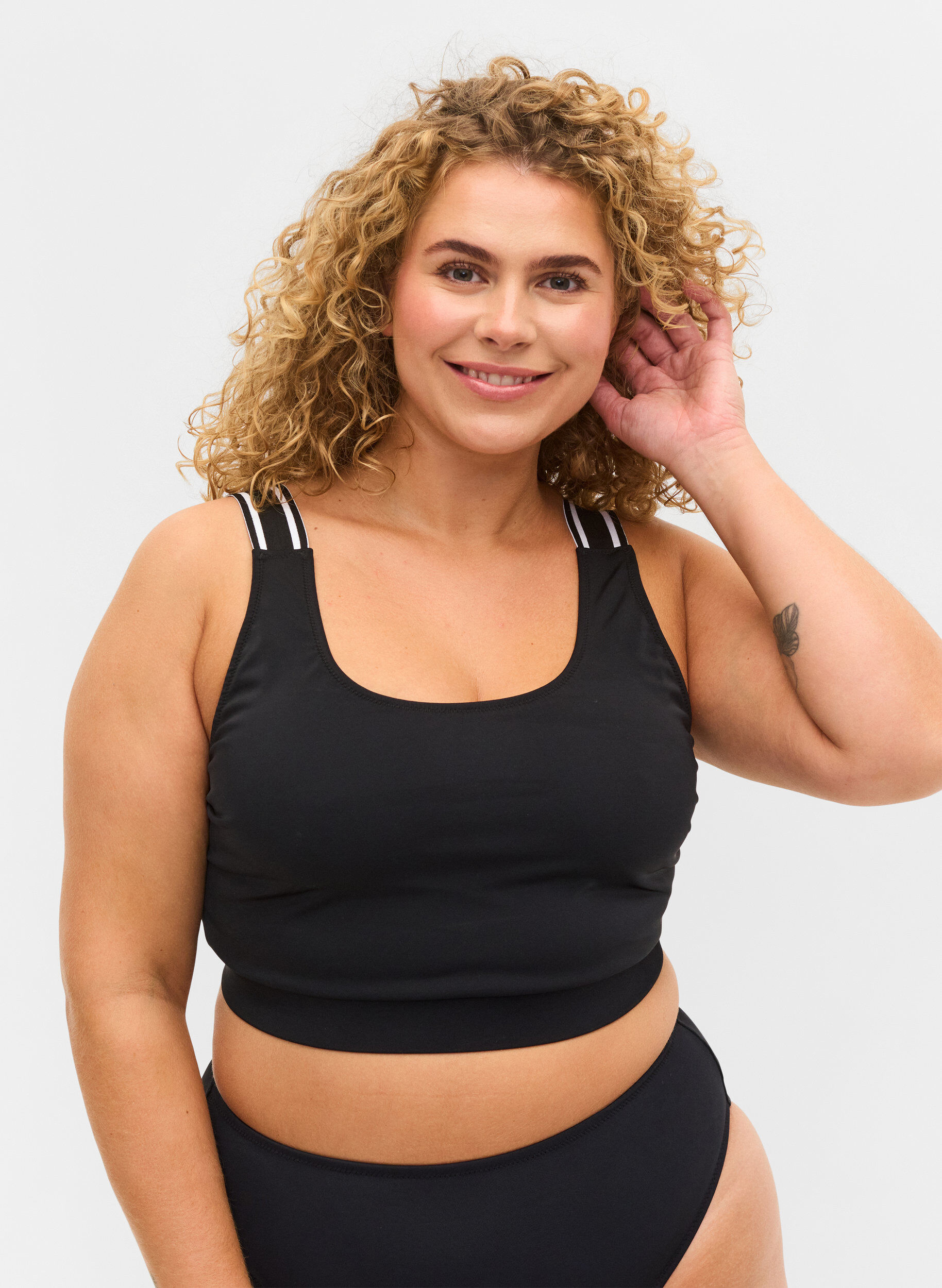 ZizziBikinioberteil mit gestreiften Schultertr&auml;gern, Black, Model image number 0