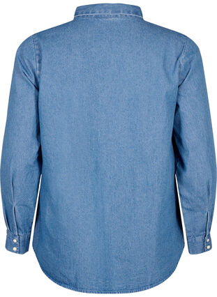 Langärmeliges Jeanshemd mit Brusttasche, Light Blue Denim, Packshot image number 1