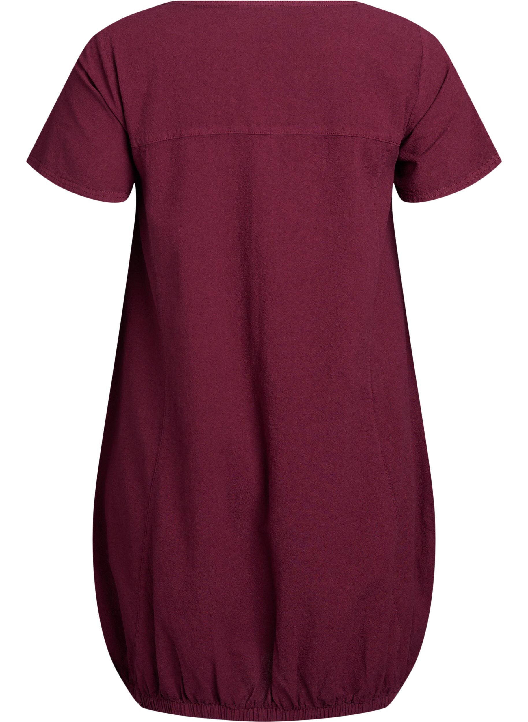 ZizziKurzarm Kleid aus Baumwolle, Dunkles Bordeaux, Packshot image number 1
