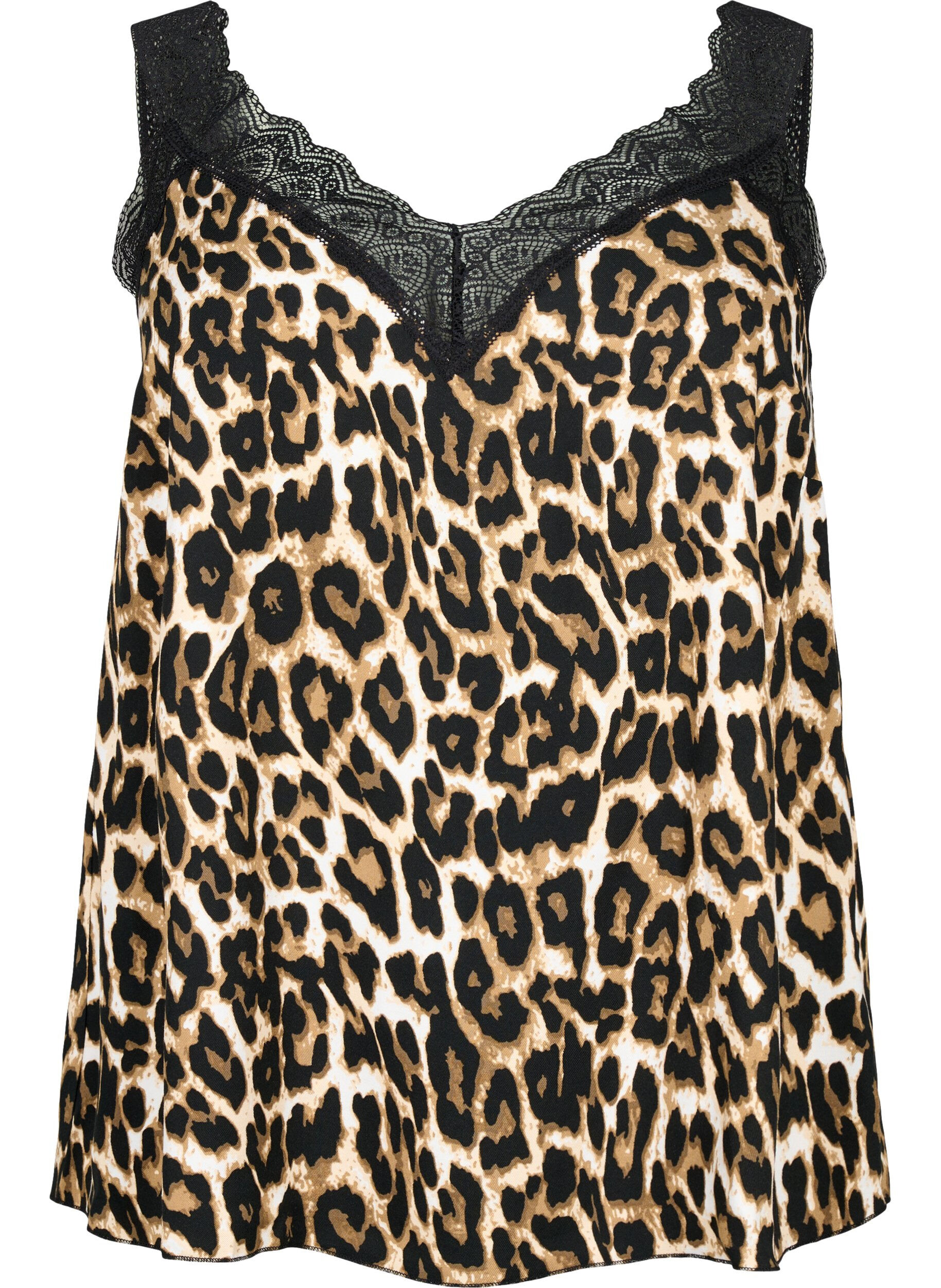 ZizziTop mit Spitze aus Viskose, Leopard, Packshot image number 0