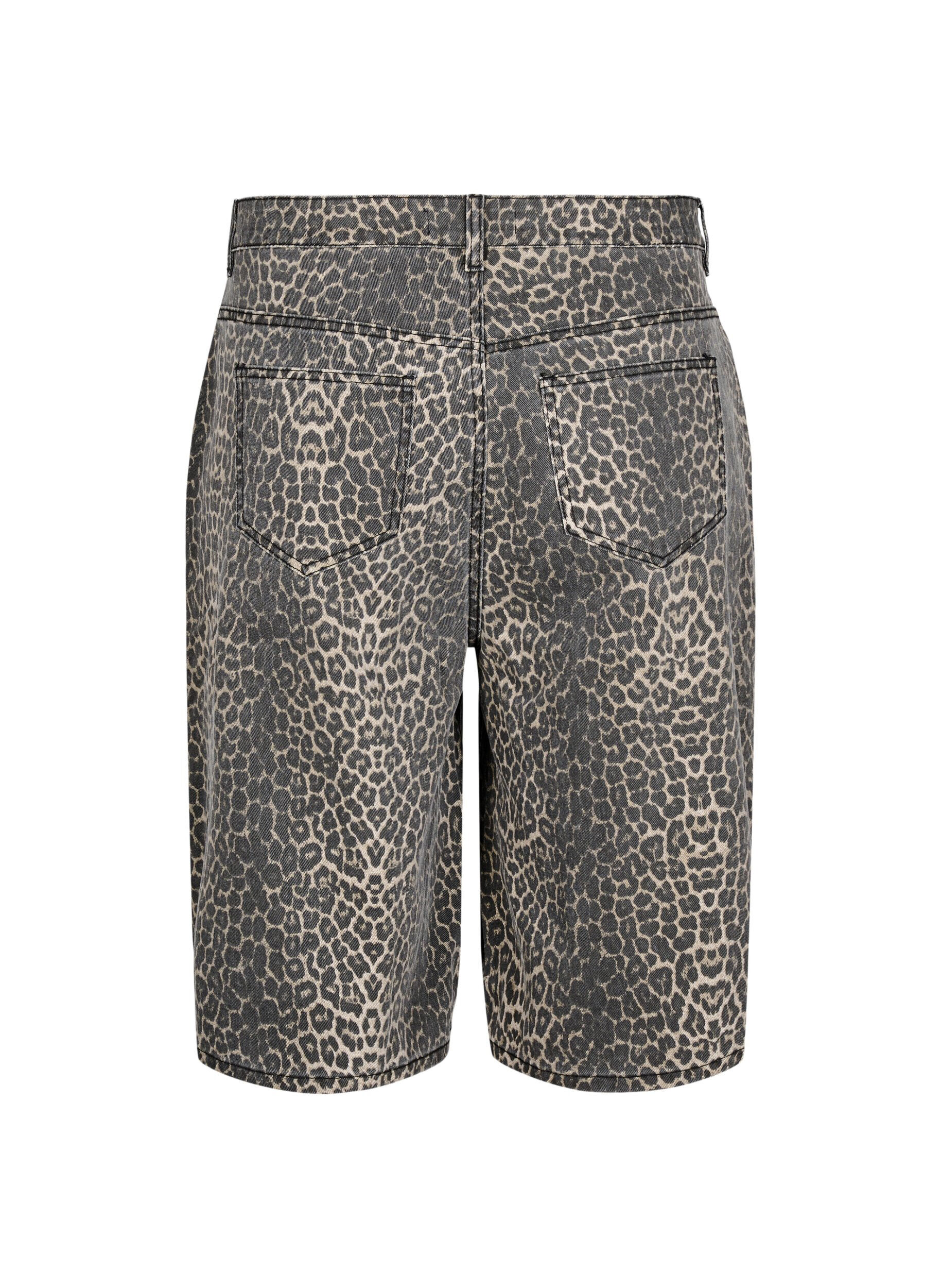 ZizziBermuda Shorts aus Denim mit Leopardenmuster, Braun, Packshot image number 1