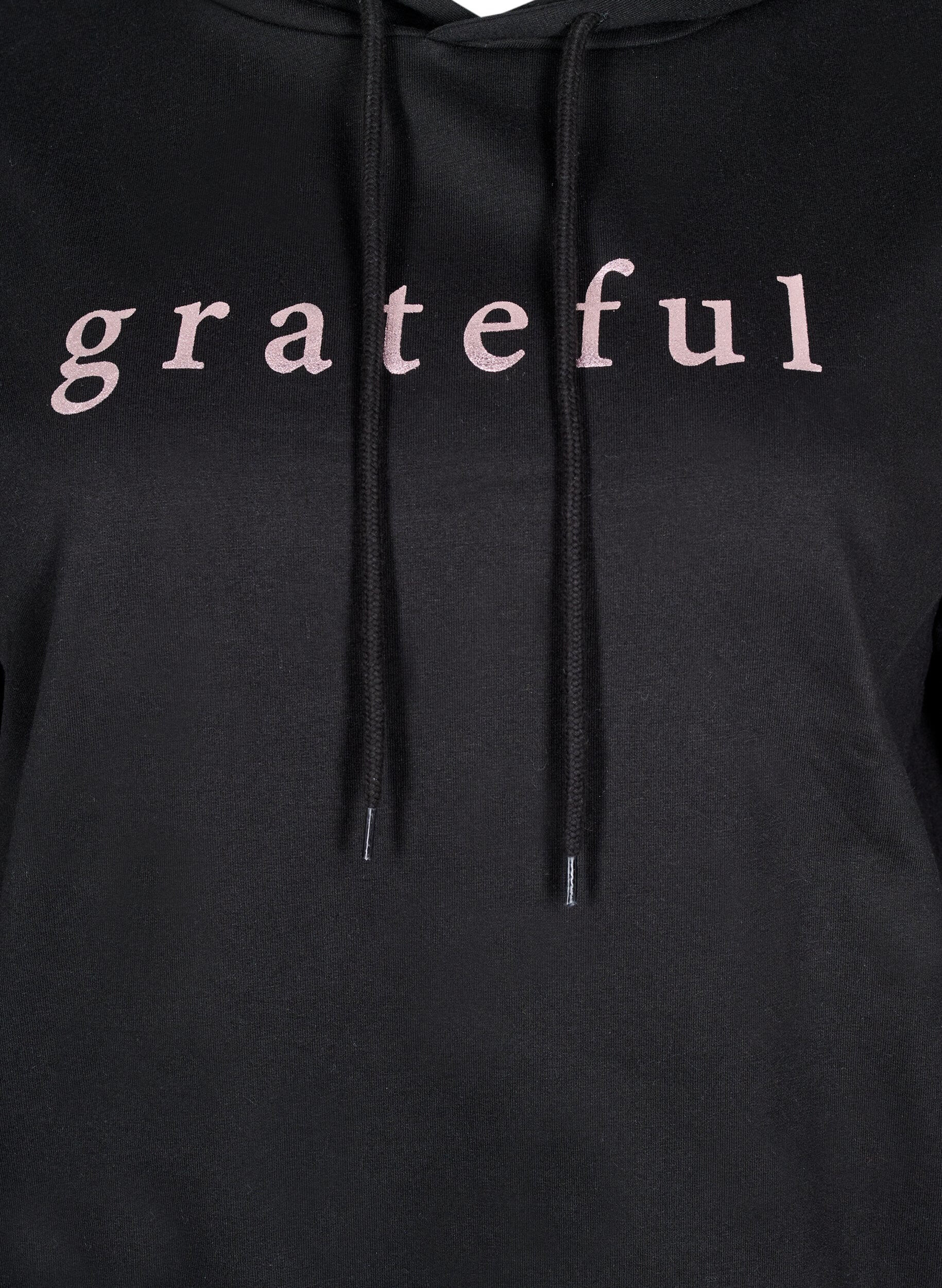 ZizziSweatshirt mit Kapuze und Aufdruck, Schwarz, Packshot image number 2