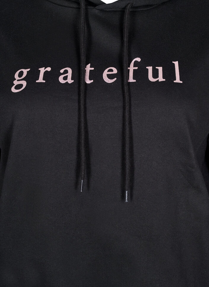 Sweatshirt mit Kapuze und Aufdruck, Schwarz, Packshot image number 2