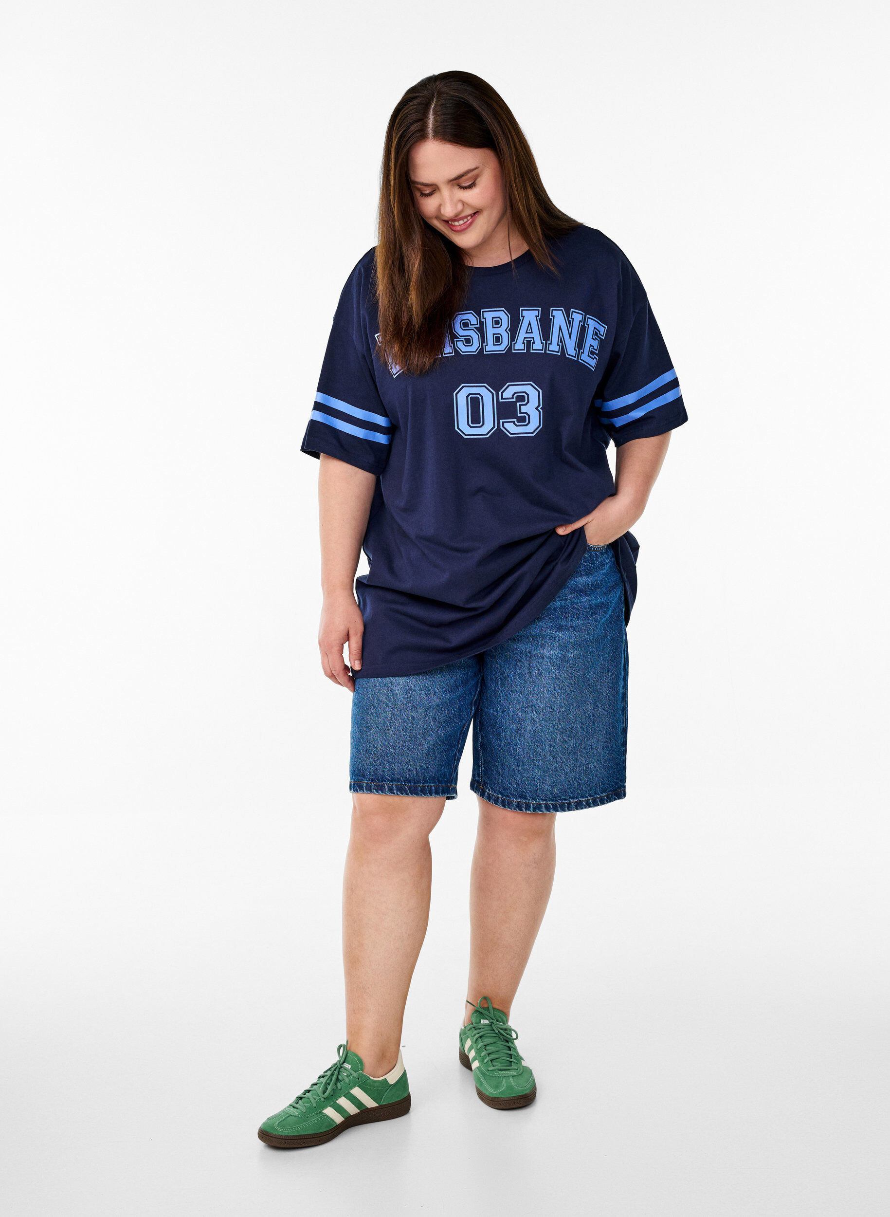 ZizziSportliches Oversize-College-T-Shirt, Blau, Model image number 1