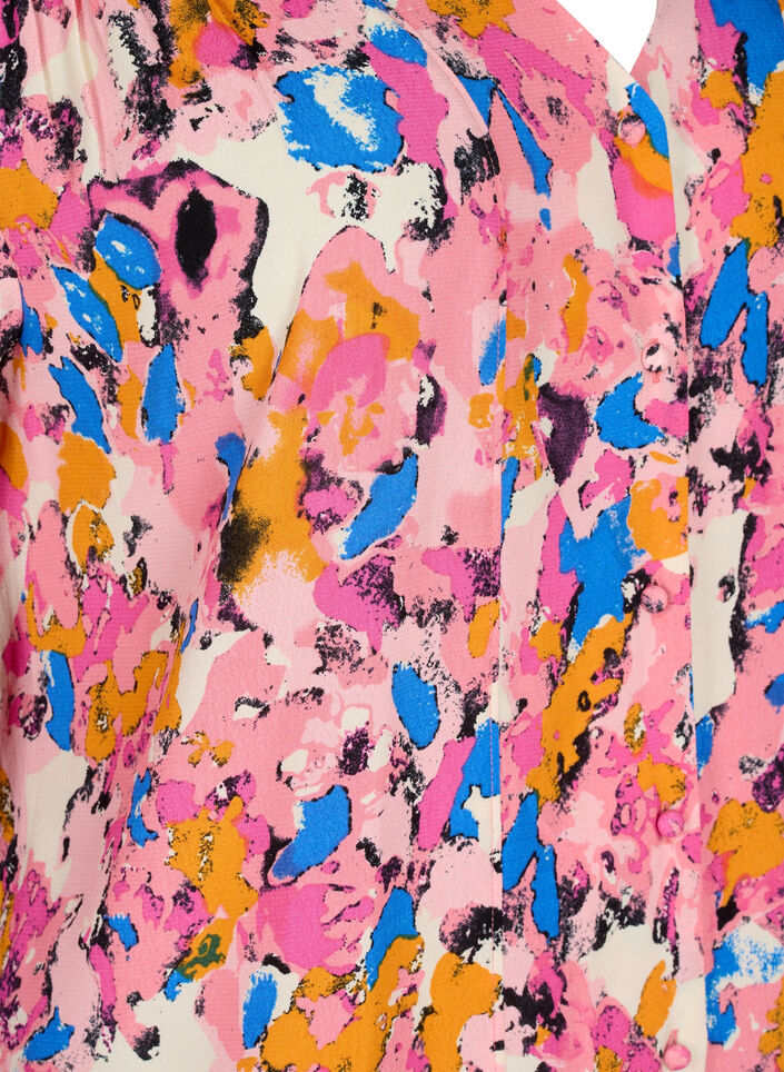 Langes bedrucktes Hemd aus Viskose, Rosebloom GraphicAOP, Packshot image number 2