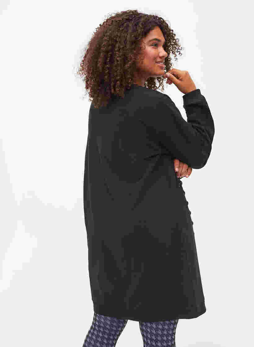 Sweat-Tunika aus Baumwolle mit Kordelzug, Black, Model image number 1