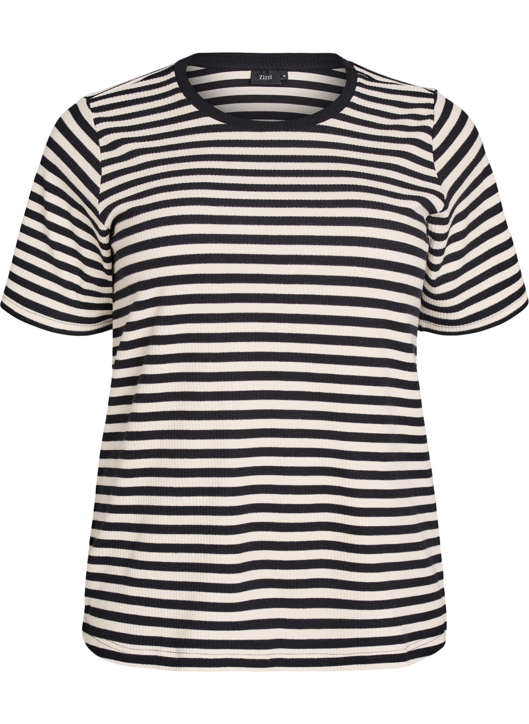 Gestreiftes T-Shirt mit gerippter Struktur