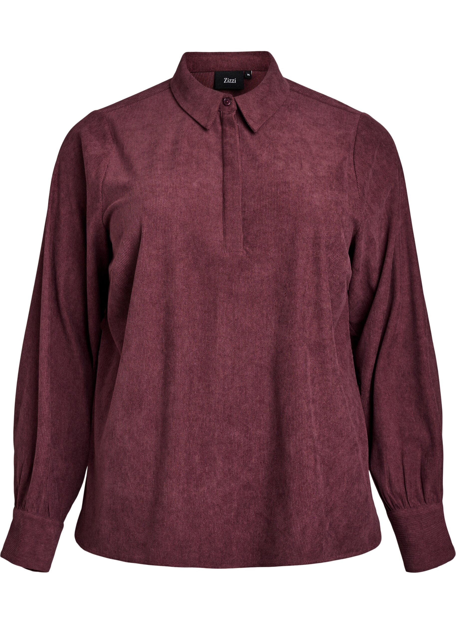 ZizziLang&auml;rmlige Bluse aus Cord, Dunkles Bordeaux, Packshot image number 0