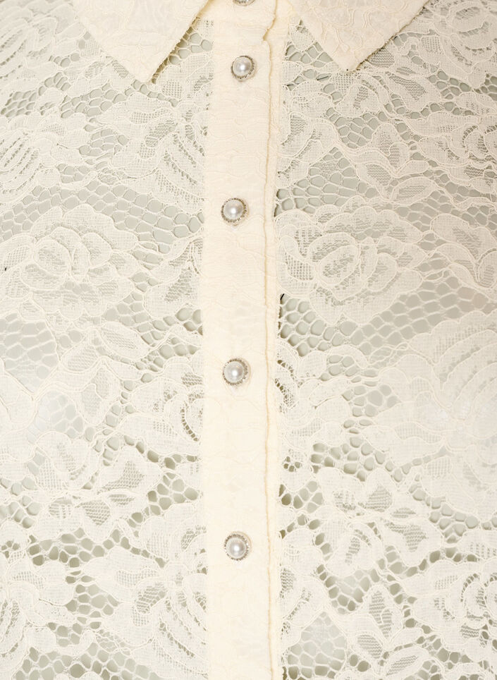 Spitzenbluse mit Perlenkn&ouml;pfen, Vanille, Packshot image number 2