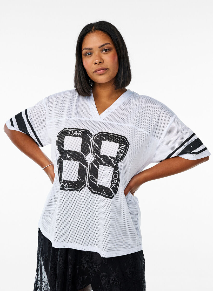 Sportliches T-Shirt mit Frontprint, White, Model image number 0