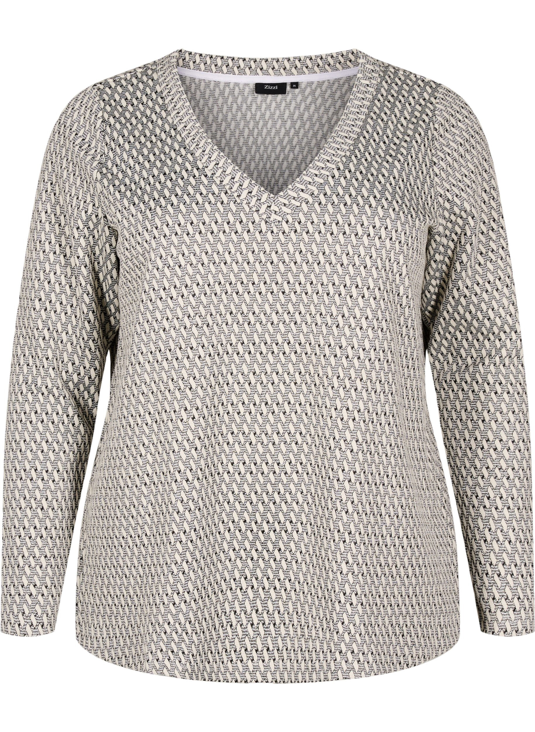 ZizziBluse mit Musterstruktur und Glitzerfaden, Grau, Packshot image number 0