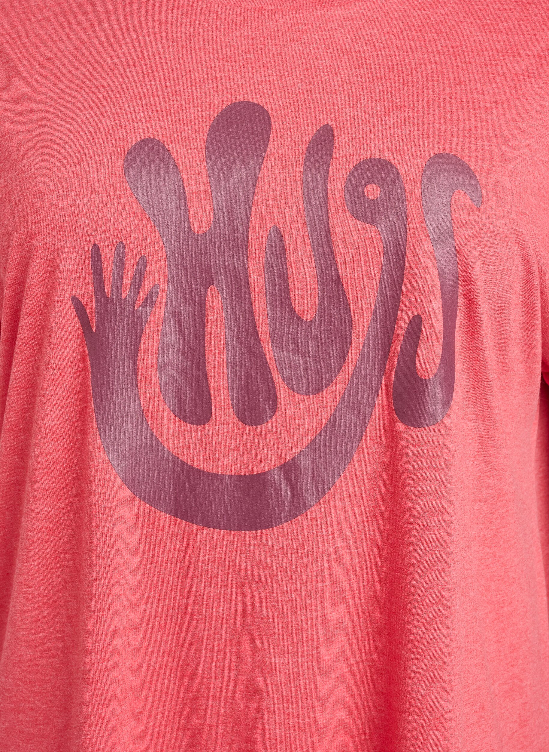 ZizziKurzarm-Nachthemd mit Textaufdruck, Rot, Packshot image number 2