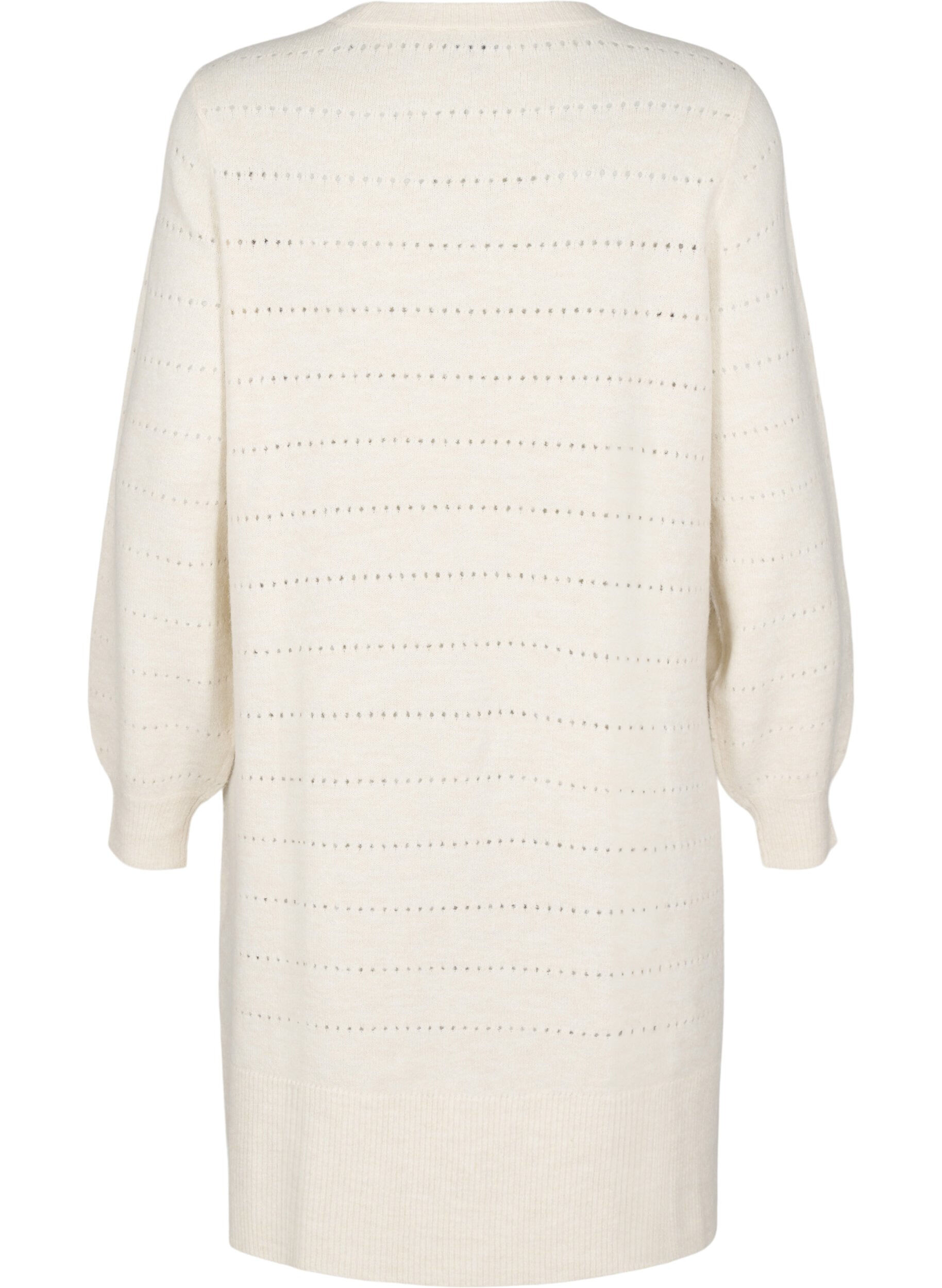 ZizziStrickkleid mit Schlitzen und Lochmuster, Birch Mel., Packshot image number 1