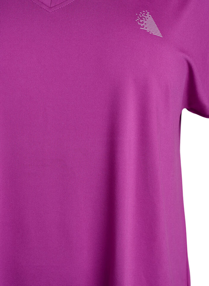 Trainingsshirt mit V-Ausschnitt und kurzen &Auml;rmeln, Lila, Packshot image number 2