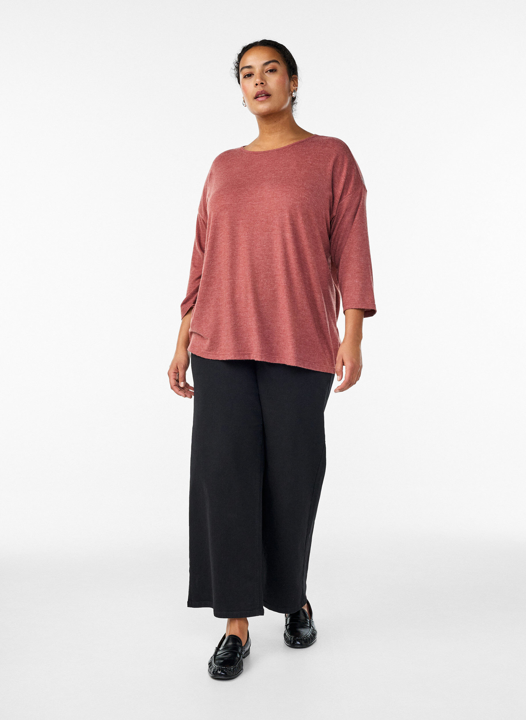 ZizziBluse aus Jersey mit 3/4-&Auml;rmeln, Rot, Model image number 1