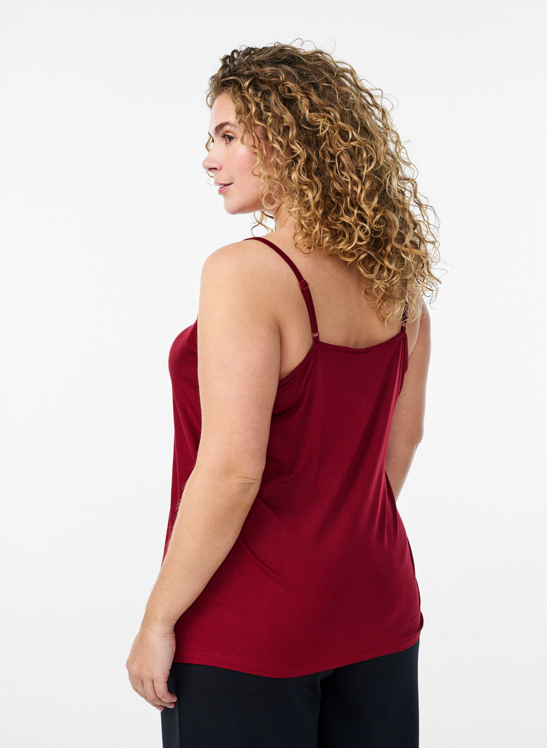 ZizziTop mit Spitzendetails und Spaghettitr&auml;gern, Braun, Model image number 2