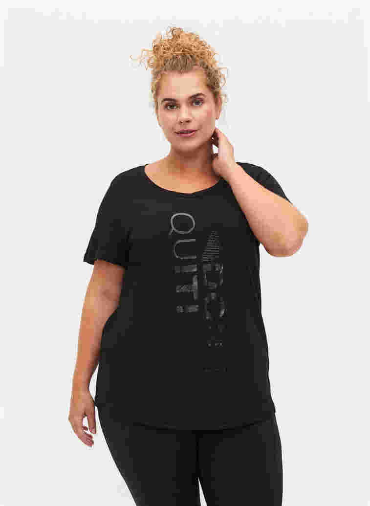 Trainings-T-Shirt mit Print, Black Don't Quit , Model image number 0
