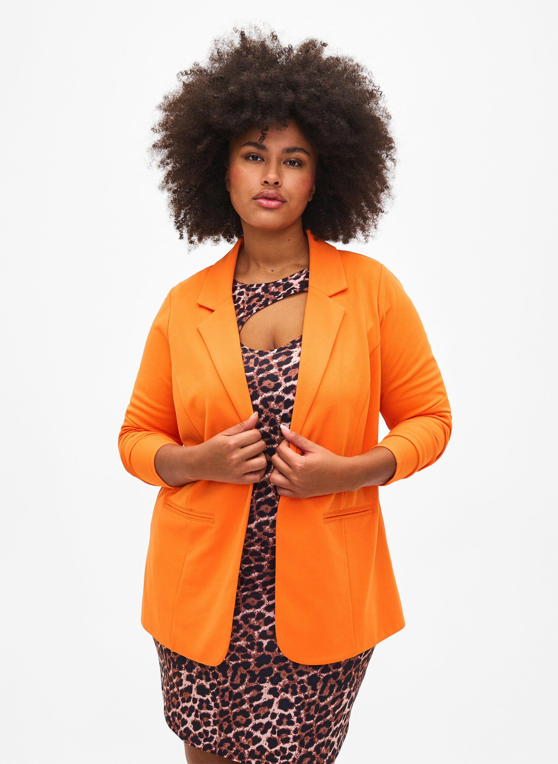 ZizziBlazer mit Taschen, Vibrant Orange, Model image number 0