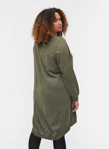 Meliertes Sweatkleid mit Taschen, Ivy Green, Model image number 1