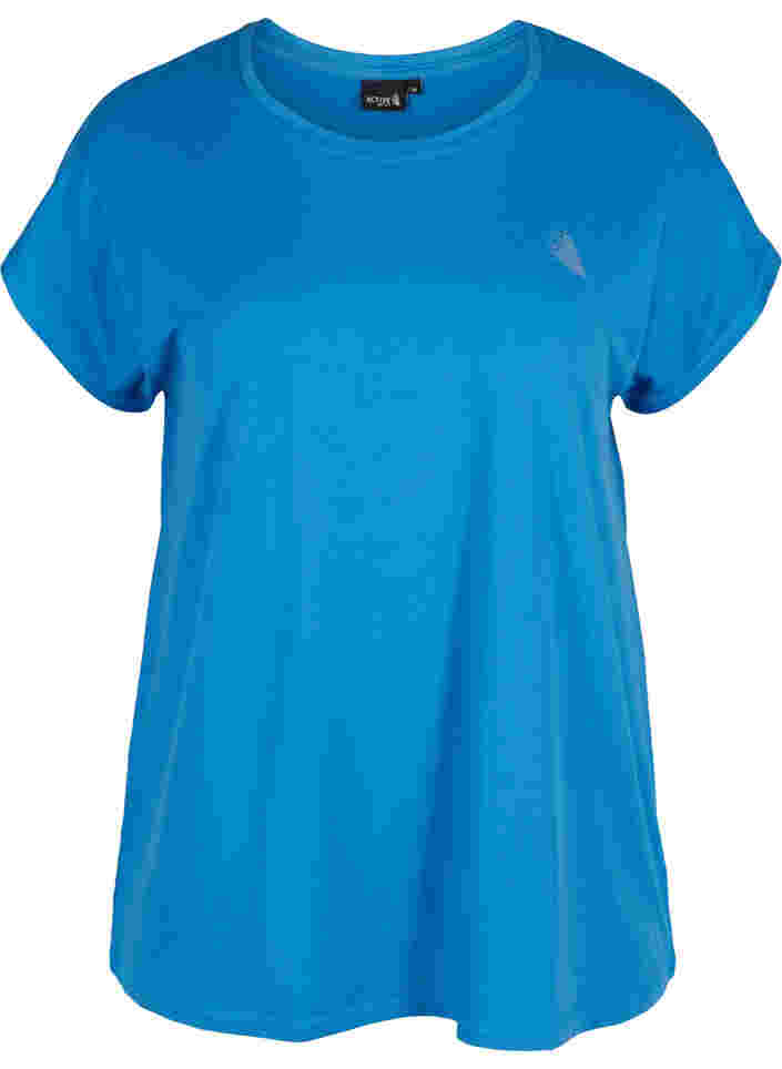 Einfarbiges Trainings-T-Shirt, Daphne Blue, Packshot image number 0