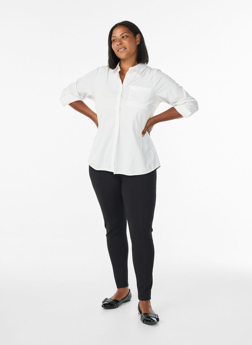 Leggings mit breitem Gummibund an der Taille, Schwarz, Model