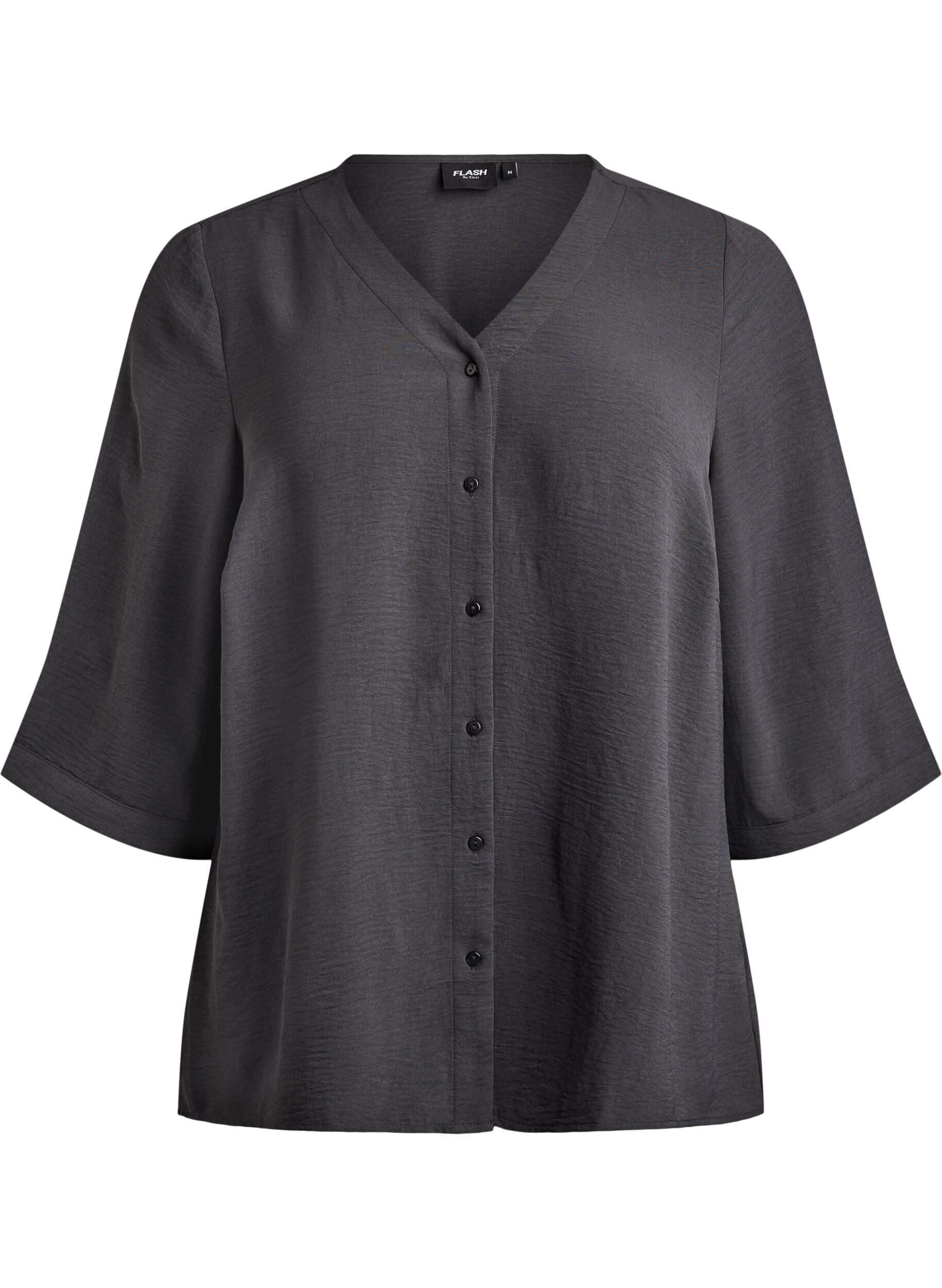 Bluse mit V-Ausschnitt und 3/4-&Auml;rmeln