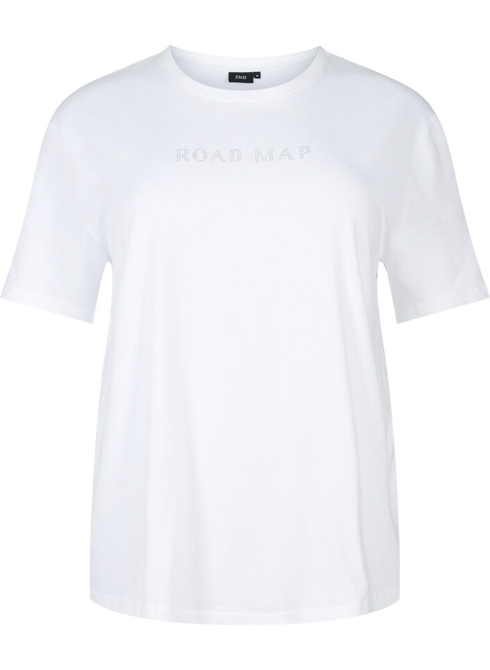 T-Shirt aus Bio-Baumwolle mit Schmucksteinen, White, Packshot image number 0